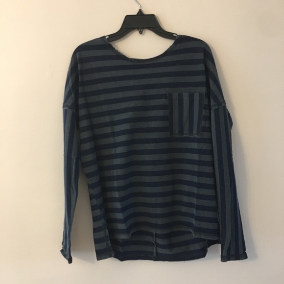 Olive & Navy Striped Top Open Back - Picture 6 of 8
